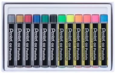 Pentel olajpasztell kréta fluoreszkáló + metál 12 db-os